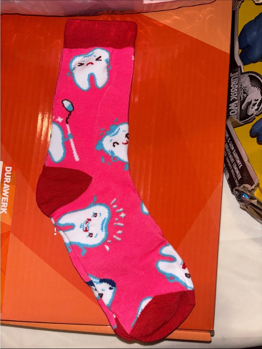 Women  Pink Novelty Tooth Pattern Socks - Unbranded